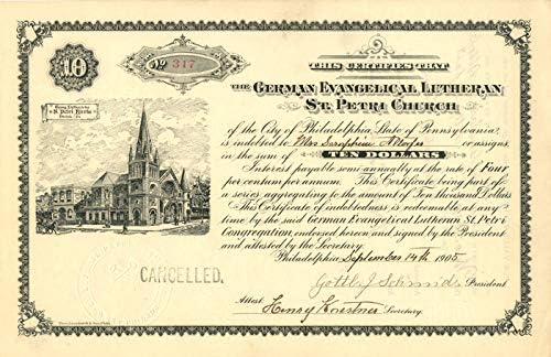 Német Evangélikus St. Petri Church $10 Bond