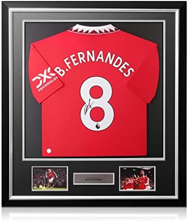 Exkluzív Emlékek Bruno Fernandes Aláírt A Manchester United 2022-23 Foci Mez. Deluxe Keret