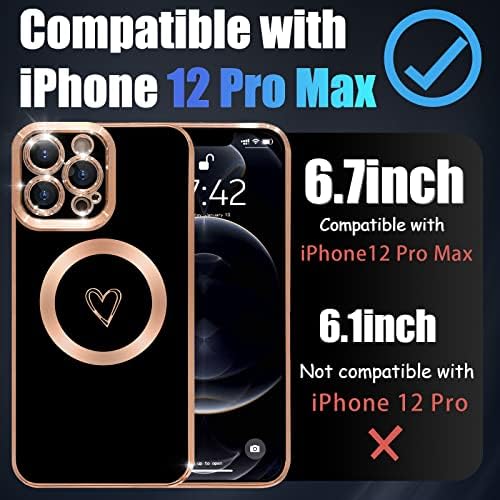 SZXYCZL Kompatibilis az iPhone 12 Pro Max Esetben Magsafe, Aranyos Szív Minta Luxus Borítás Teljes Kamera