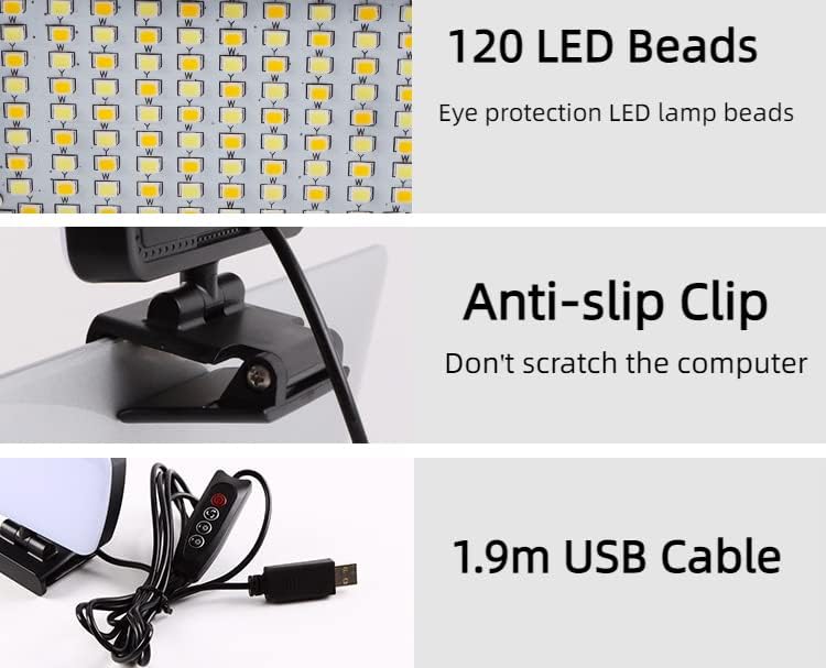 Videokonferencia Világítás 120 Lámpa Gyöngyök a Front & Vissza Klip Állítható, Clip Töltse Video Light