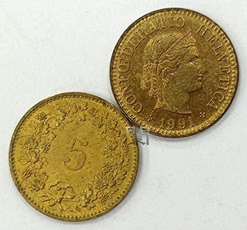 Európai Svájc 5 Pont Érme Öt Banyan Sárgás coinsCoin Gyűjtemény Emlékérme