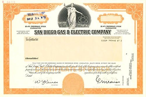 San Diego Gas and Electric Co. - Közüzemi Minta Állomány Bizonyítvány