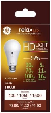 A GE Lighting 46226 Nyugi HD, 3-utas LED Izzó, Puha, Fehér, 5/9/16-Watt - Mennyiség 33