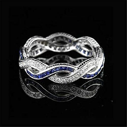 Aura Ékszerek Menő Nők Kék Zafír 925 Ezüst Infinity Esküvői Népszerű Ajándék Gyűrű Size5-10 (5)
